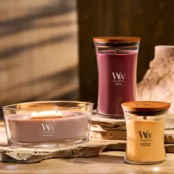 WoodWick Elipsa Patchouli Crème Świeca Zapachowa Ozdobna z Drewnianym Knotem 453,5g