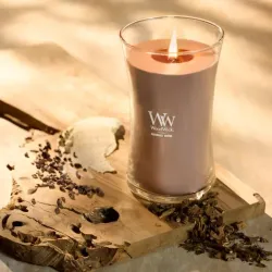 WoodWick Patchouli Crème Duża Świeca Zapachowa z Ozdobnym Knotem Core 609,5g