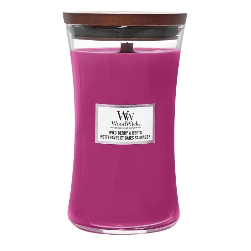 WoodWick Wild Berry & Beets Duża Świeca Zapachowa Ozdobna z Drewnianym Knotem 609,5g