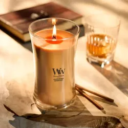 WoodWick Golden Bourbon Duża Świeca Zapachowa z Drewnianym Knotem 609,5g