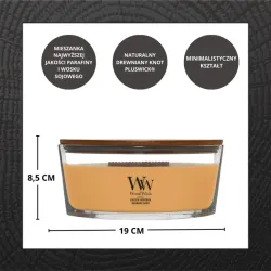 WoodWick Elipsa Golden Bourbon Świeca Zapachowa Ozdobna z Drewnianym Knotem 453,5g