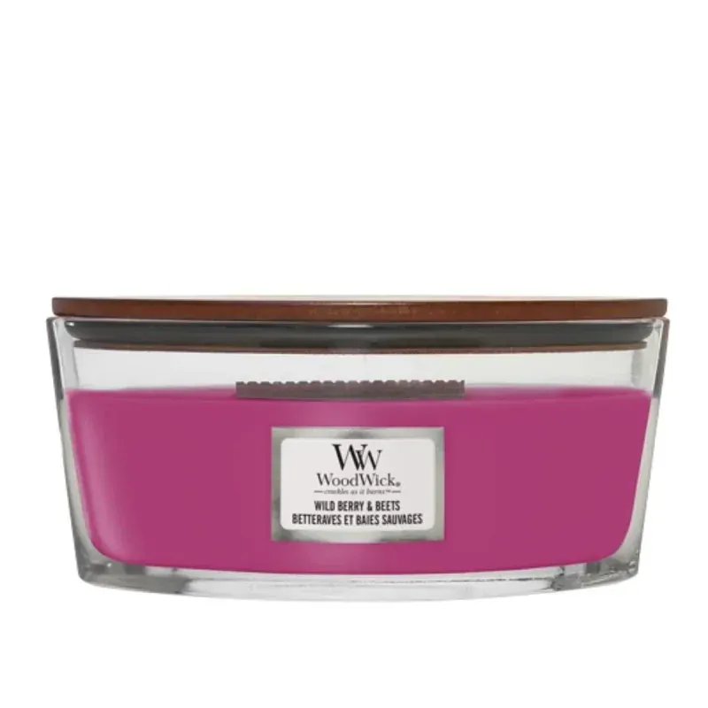 WoodWick Elipsa Wild Berry&Beets Świeca Zapachowa Ozdobna z Drewnianym Knotem 453,5g