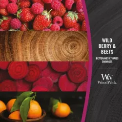 WoodWick WILD BERRY & BEETS Średnia Świeca Ozdobna z Drewnianym Knotem 275g