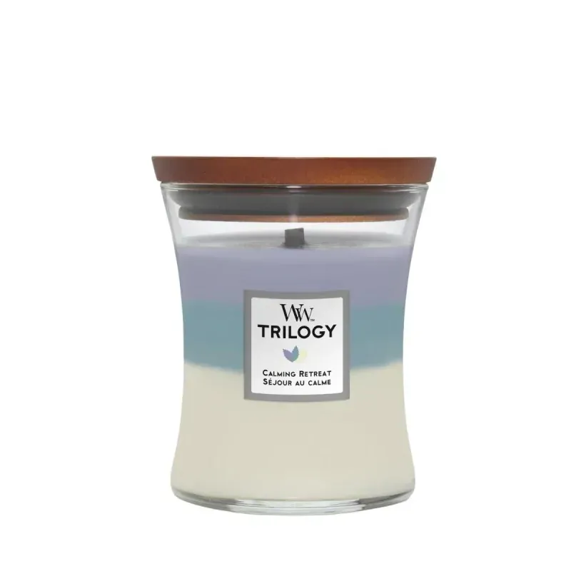WoodWick CALMING RETREAT Średnia Świeca Ozdobna z Drewnianym Knotem 275g