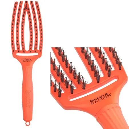Olivia Garden Finger Brush Combo Szczotka do Rozczesywania Włosów i Masażu, Włosie Dzika, Medium Orange Dream