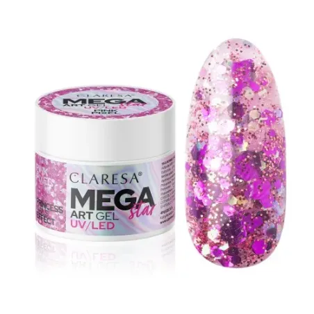 CLARESA ŻEL DO ZDOBIEŃ MEGASTAR ART GEL -  PINK PIXEL 10G