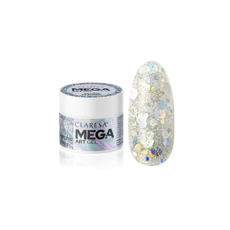 CLARESA ŻEL DO ZDOBIEŃ MEGASTAR ART GEL -  SILVER FLICKER 10G