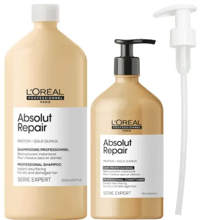 Loreal Absolut Repair zestaw regenerujący szampon 1500 ml odżywka 750 ml + pompka