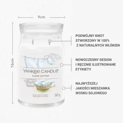 Yankee Candle Signature CLEAN COTTON duża świeca z dwoma knotami 567g