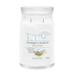Yankee Candle Signature CLEAN COTTON duża świeca z dwoma knotami 567g