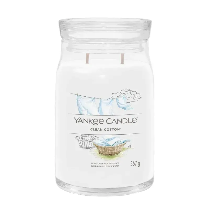 Yankee Candle Signature CLEAN COTTON duża świeca z dwoma knotami 567g