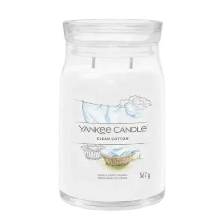 Yankee Candle Signature CLEAN COTTON duża świeca z dwoma knotami 567g