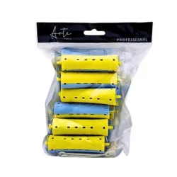 ARTE TOOLS – Wałki do trwałej ondulacji NIEBIESKO-ŻÓŁTE 22 mm (12 szt.)