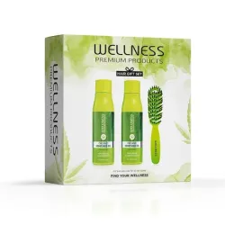 WELLNESS PREMIUM PRODUCTS Intensive zestaw nawilżający do włosów -szampon 500ml, odżywka 500ml, zielona szczotka