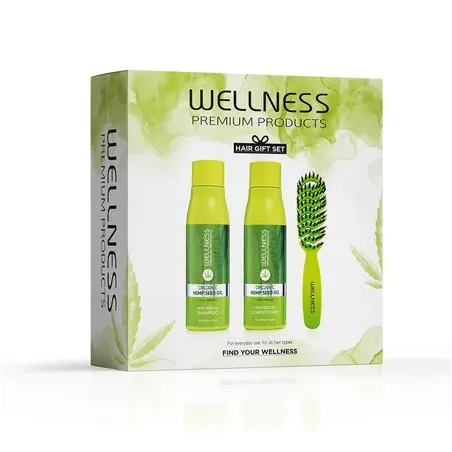 WELLNESS PREMIUM PRODUCTS Intensive zestaw nawilżający do włosów -szampon 500ml, odżywka 500ml, zielona szczotka