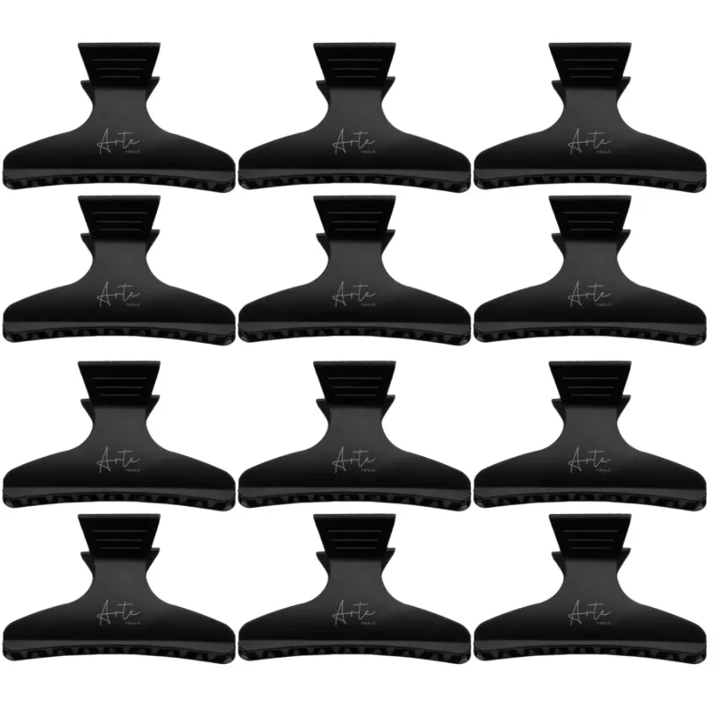 ARTE TOOLS - Zestaw klamer fryzjerskich 12 szt - Czarne