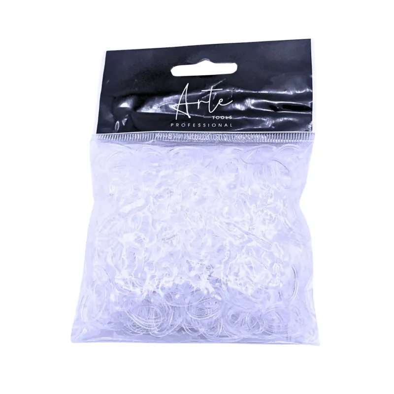 ARTE TOOLS – Gumki do warkoczy CLEAR, bezbarwne (400 szt.)