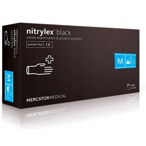 MERCATOR RĘKAWICZKI rękawice NITRYLEX BLACK 100szt r.S