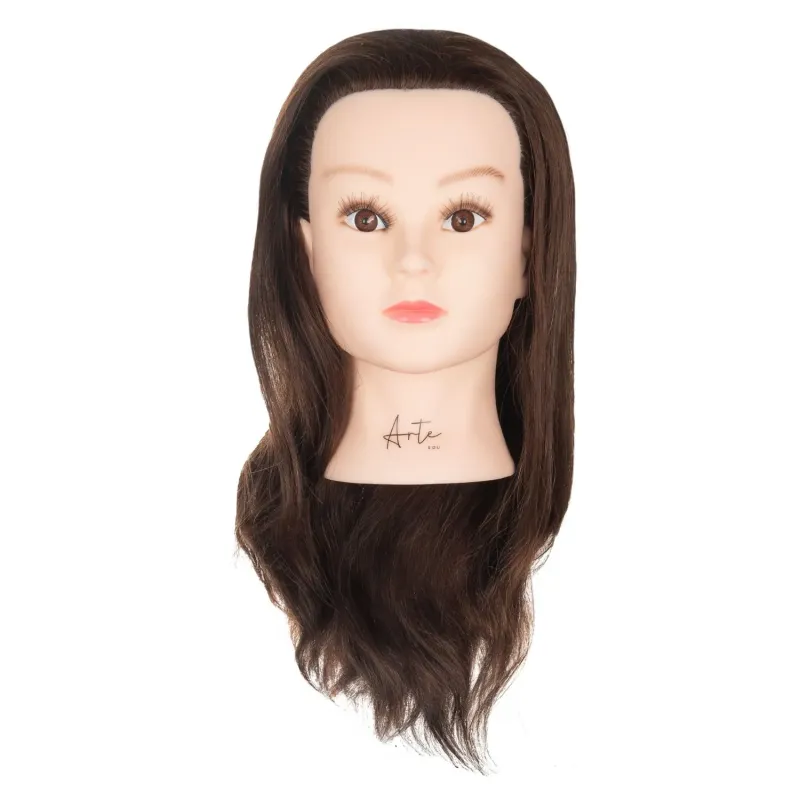 ARTE - Główka fryzjerska KATIE treningowa 45 cm naturalne 100% + statyw