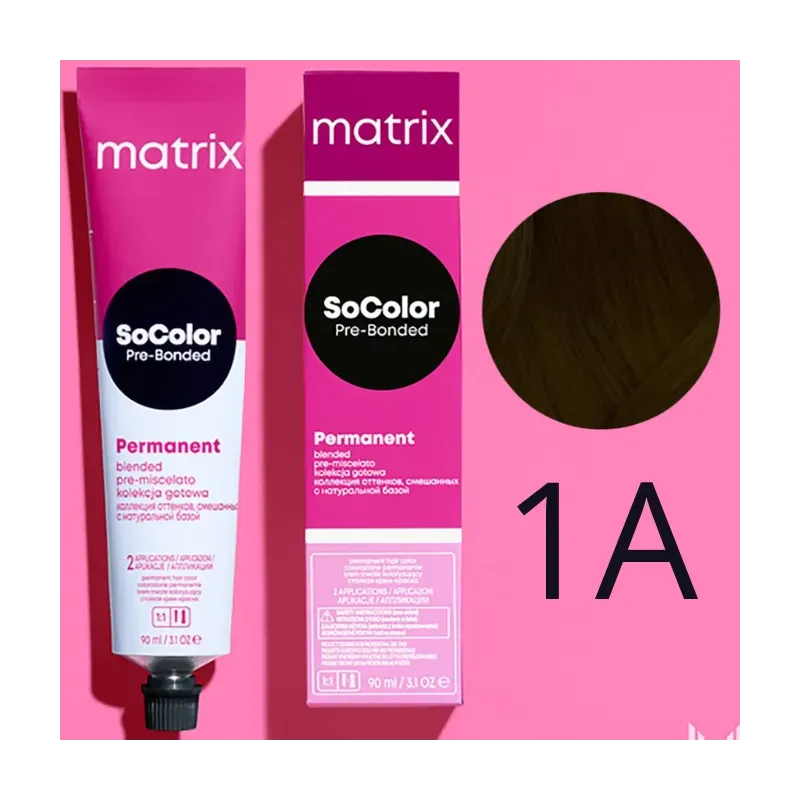 Matrix SoColor, farba do włosów z technologią Pre-Bonded, 1A, 90ml