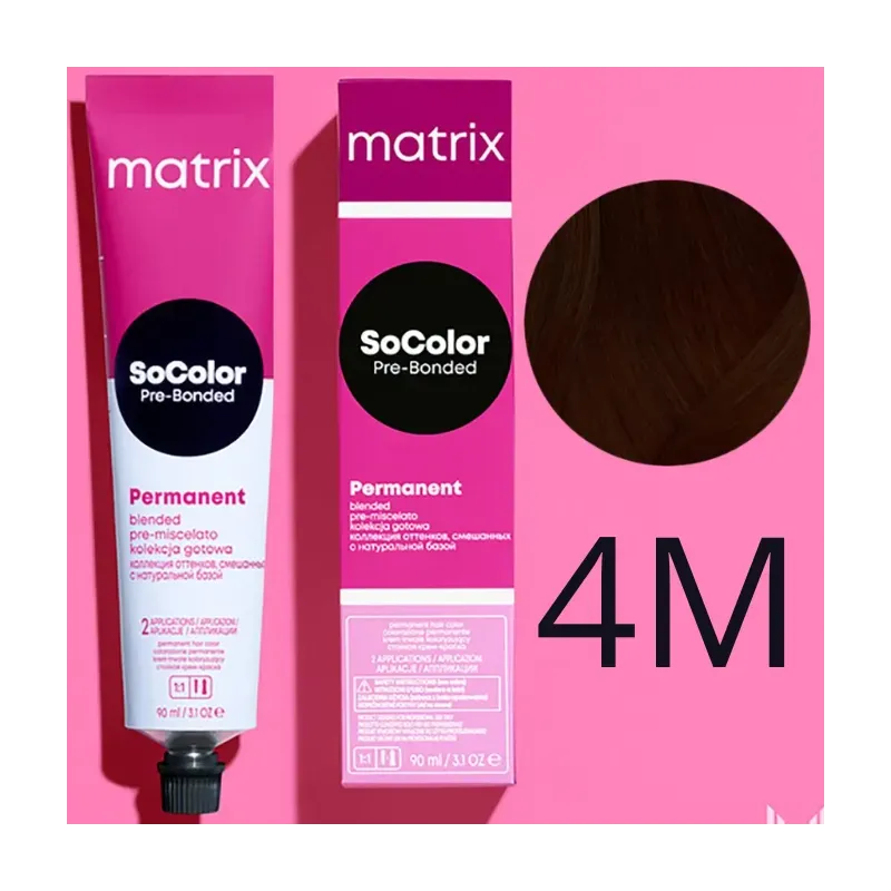 Matrix SoColor, farba do włosów z technologią Pre-Bonded, 4M, 90ml