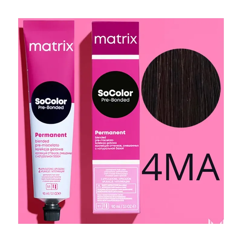 Matrix SoColor, farba do włosów z technologią Pre-Bonded, 4MA, 90ml