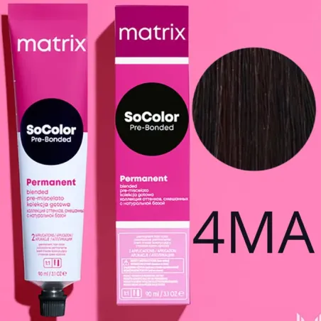 Matrix SoColor, farba do włosów z technologią Pre-Bonded, 4MA, 90ml