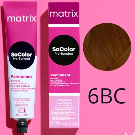 Matrix SoColor, farba do włosów z technologią Pre-Bonded, 6BC, 90ml