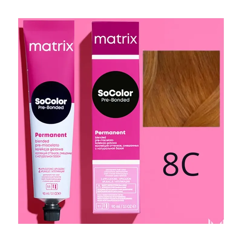 Matrix SoColor, farba do włosów z technologią Pre-Bonded, 8C, 90ml
