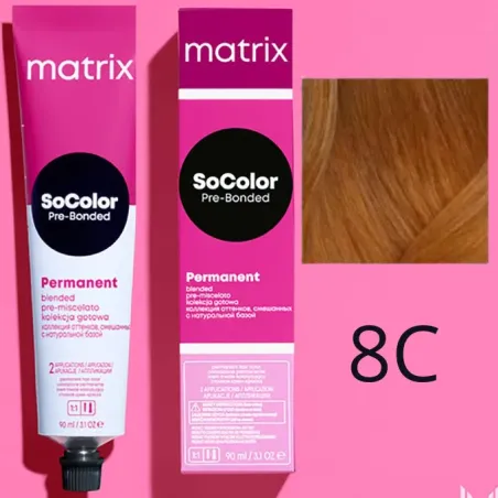 Matrix SoColor, farba do włosów z technologią Pre-Bonded, 8C, 90ml