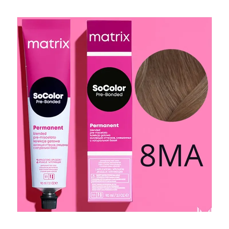 Matrix SoColor, farba do włosów z technologią Pre-Bonded, 8MA, 90ml