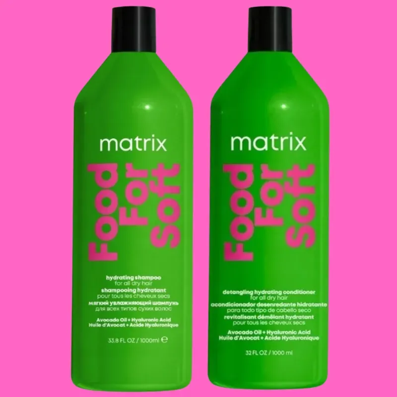 Matrix Food For Soft zestaw nawilżający do każdego rodzaju włosów suchych | szampon 1000ml, odżywka 1000ml