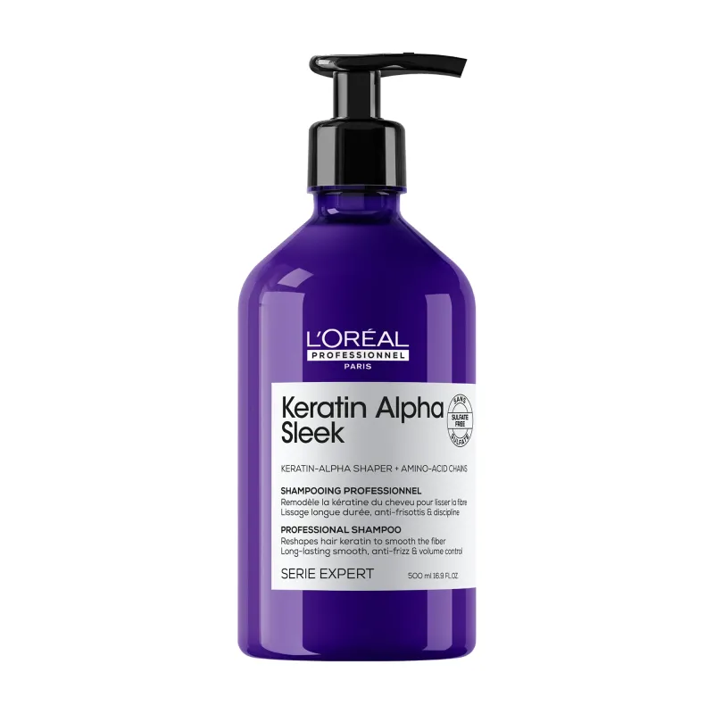 Loreal Keratin Alpha Sleek - Szampon wygładzający 500 ml