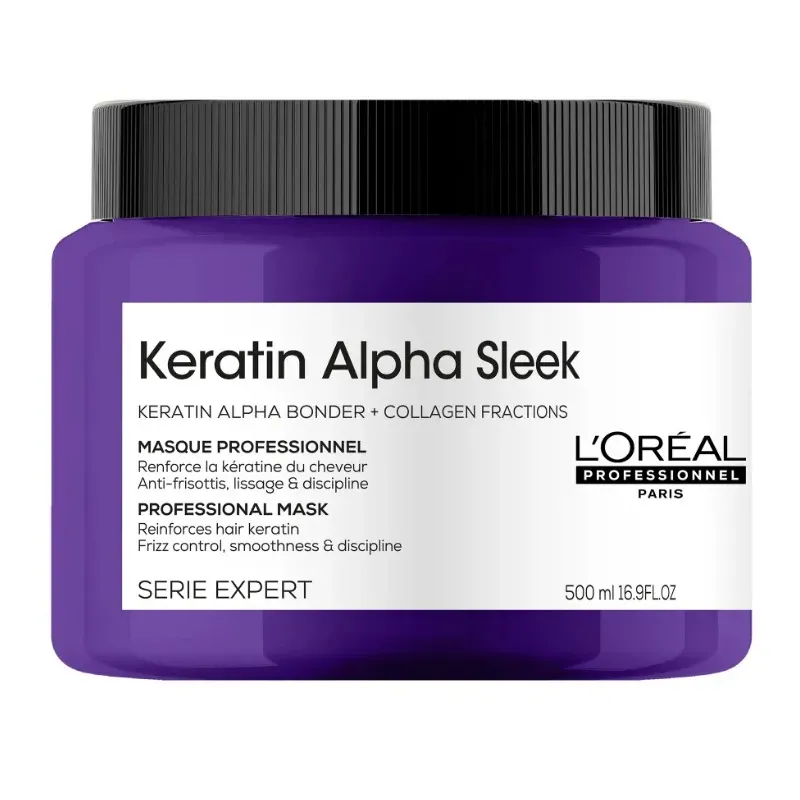 LOREAL KERATIN APLHA SLEEK - Maska wygładzająca do włosów 500ml
