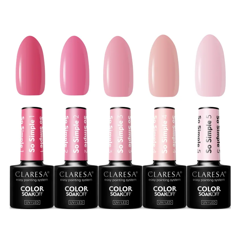 Claresa kolekcja So Simple 5x lakier hybrydowy do paznokci róż różowe hot