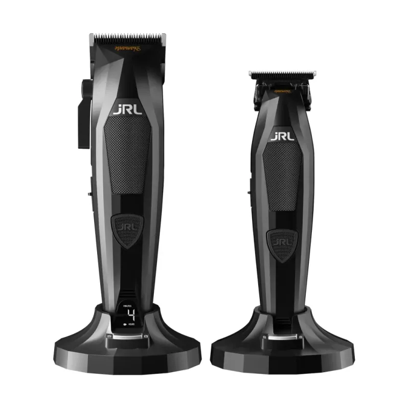 JRL Zestaw Diamante czarny bezprzewodowa maszynka + bezprzewodowy trymer do włosów + dwie stacje ładujące