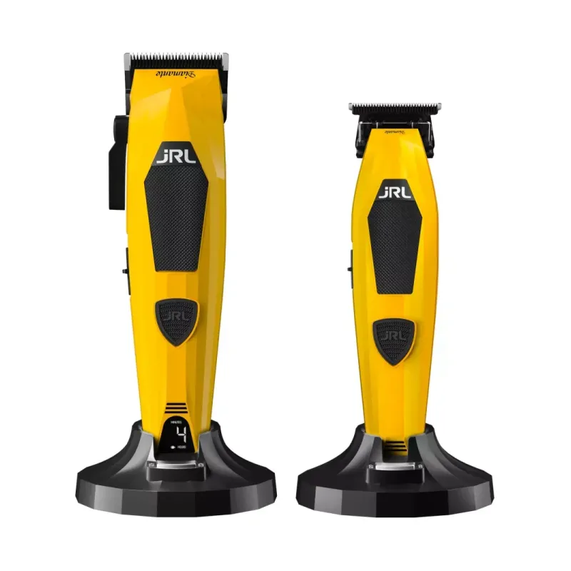 Zestaw Diamante żółty bezprzewodowa maszynka + bezprzewodowy trymer do włosów + dwie stacje ładujące