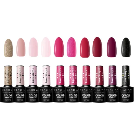 CLARESA LAKIER HYBRYDOWY LOVE STORY DO PAZNOKCI 10szt RÓŻ CZERWIEŃ