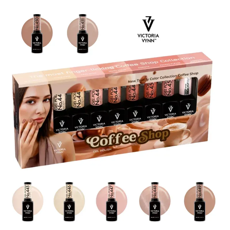 VICTORIA VYNN - Zestaw do manicure hybrydowego GEL POLISH 445-451 COFFEE SHOP 8szt.