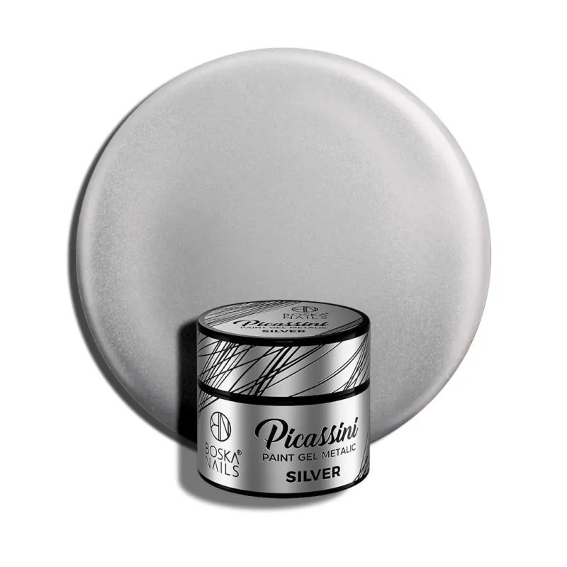 Żel do zdobień Picassini Metalic Paint Gel Silver Boska Nails 5 ml