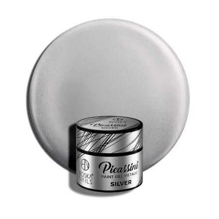 Żel do zdobień Picassini Metalic Paint Gel Silver Boska Nails 5 ml