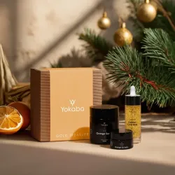 YOKABA Gold Treasure Zestaw Prezentowy: Golden Care Elixir 30ml, Orange Scrub 100ml, Orange Lip Balm 15ml