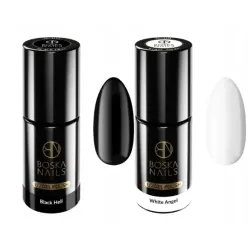 BOSKA NAILS ZESTAW LAKIERÓW HYBRYDOWYCH (2 szt.) - 301 WHITE ANGEL + 302 BLACK HELL 2 x 6 ml