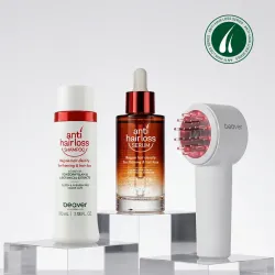 BEAVER Anti Hair Loss – zestaw przeciw wypadaniu włosów z elektrycznym aplikatorem i czerwonym światłem