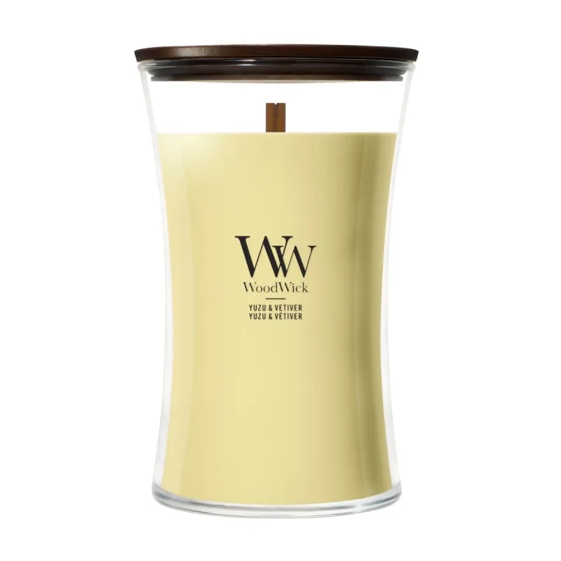 WoodWick Yuzu & Vetiver – duża świeca zapachowa z drewnianym knotem 610 g