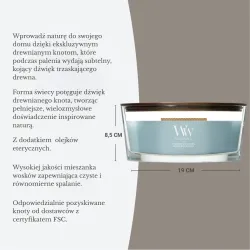 WoodWick Cedarwood & Ocean Moss – świeca zapachowa Elipsa z drewnianym knotem 453,6 g