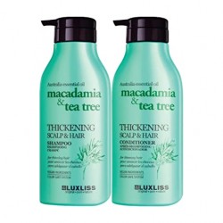 LUXLISS MACADAMIA TEA TREE Odżywka 500ml + szampon 500 ml ZAGĘSZCZENIE