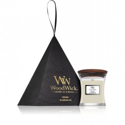 Zestaw prezentowy Woodwick - Festive - mała świeca zapachowa w ozdobnym pudełku 85g