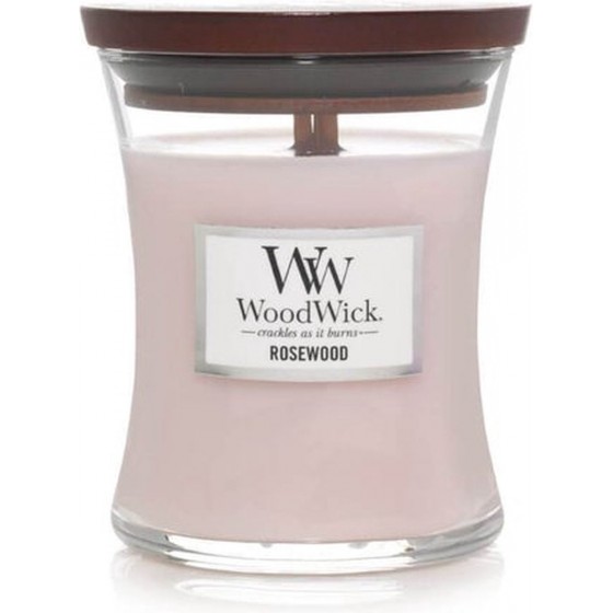 Woodwick - średnia świeca zapachowa z drewnianym knotem Rosewood 275g