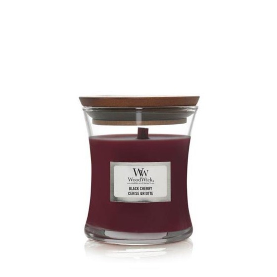 WoodWick -Black Cherry - mała świeca zapachowa z drewnianym knotem 85g